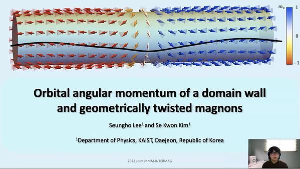 Orbital angular momentum of a domain wall and geometrically twisted magnons