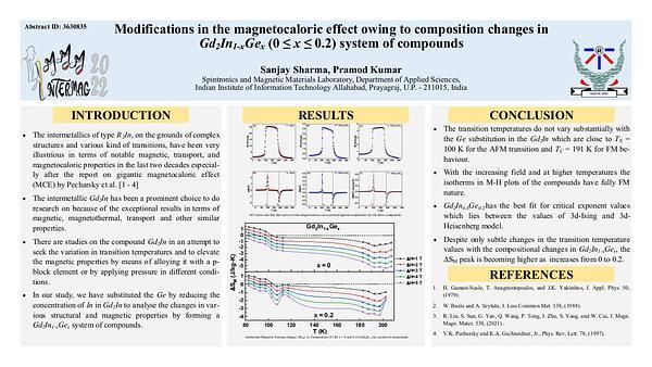 Modifications in the magnetocaloric effect owing to composition changes in Gd2In1-xGex (0 ≤ x ≤ 0.2) system of compounds