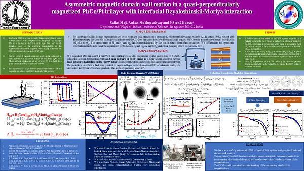 Asymmetric magnetic domain wall motion in a quasi-perpendicularly magnetized with interfacial Dzyaloshinskii-Moriya interaction