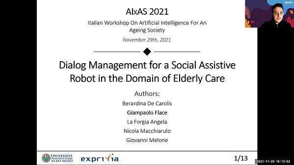 Dialog Management for a Social Assistive Robot in the Domain of Elderly Care