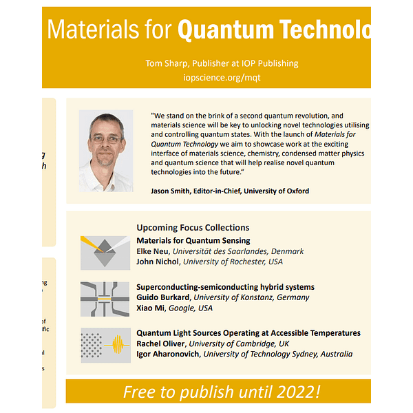 Materials for Quantum Technology - a new multidisciplinary journal from IOP Publishing