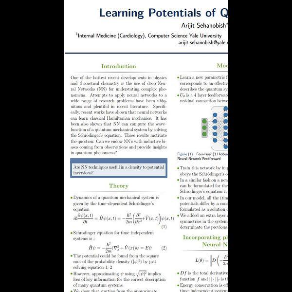 Learning Potentials of Quantum Systems Using Deep Neural Networks