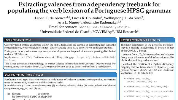 Extracting valences from a dependency treebank for populating the verb lexicon of a Portuguese HPSG grammar