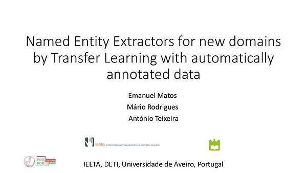 Named Entity Extractors for New Domains by Transfer Learning with Automatically Annotated Data