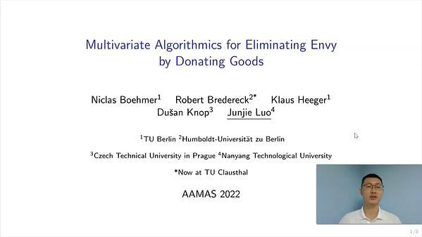 Multivariate Algorithmics for Eliminating Envy by Donating Goods