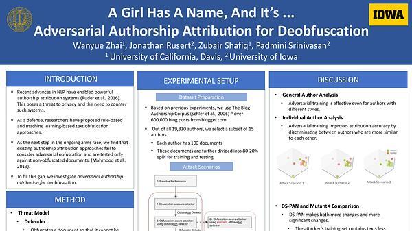 Adversarial Authorship Attribution for Deobfuscation