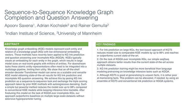 Sequence-to-Sequence Knowledge Graph Completion and Question Answering