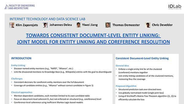 Towards Consistent Document-level Entity Linking: Joint Models for Entity Linking and Coreference Resolution