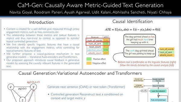 CaM-Gen: Causally Aware Metric-Guided Text Generation