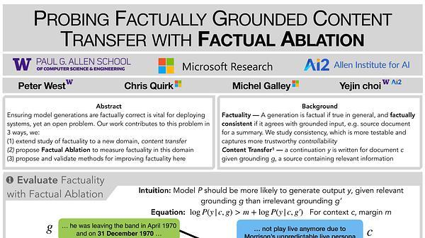 Probing Factually Grounded Content Transfer with Factual Ablation