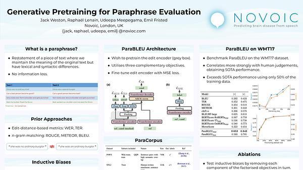 Generative Pretraining for Paraphrase Evaluation