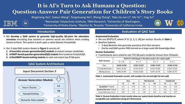 It is AI’s Turn to Ask Humans a Question: Question-Answer Pair Generation for Children's Story Books