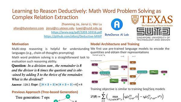 Learning to Reason Deductively: Math Word Problem Solving as Complex Relation Extraction