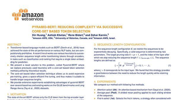 Pyramid-BERT: Reducing Complexity via Successive Core-set based Token Selection