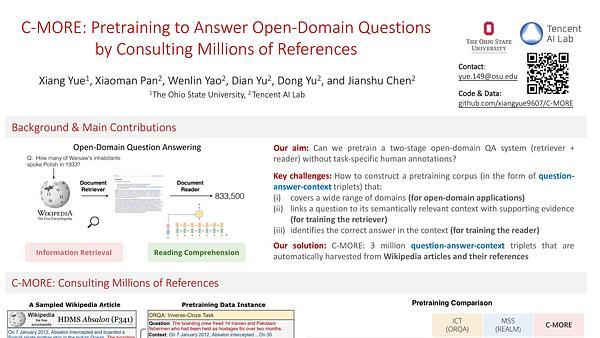 C-MORE: Pretraining to Answer Open-Domain Questions by Consulting Millions of References