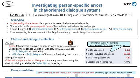 Investigating person-specific errors in chat-oriented dialogue systems