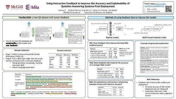 Using Interactive Feedback to Improve the Accuracy and Explainability of Question Answering Systems Post-Deployment