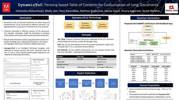 DynamicTOC: Persona-based Table of Contents for Consumption of Long Documents