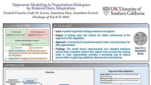 Opponent Modeling in Negotiation Dialogues by Related Data Adaptation