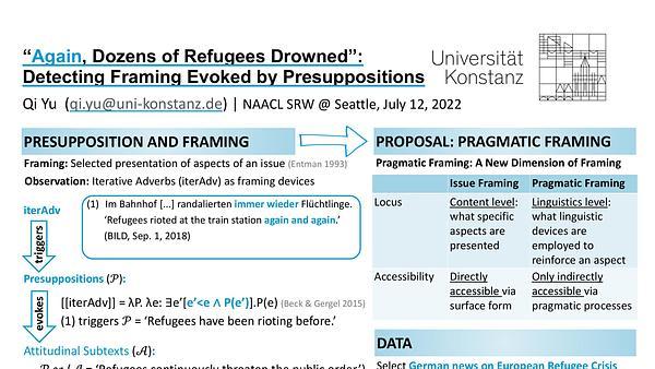 “Again, Dozens of Refugees Drowned”: A Computational Study of Political Framing Evoked by Presuppositions