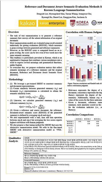 Reference and Document Aware Semantic Evaluation Methods for Korean Language Summarization