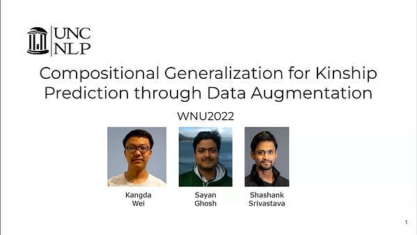 Compositional Generalization for Kinship Prediction through Data Augmentation