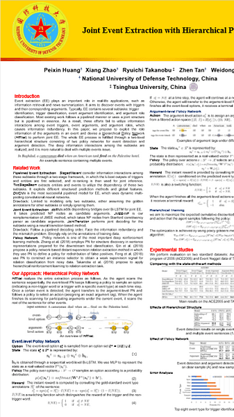 Joint Event Extraction with Hierarchical Policy Network