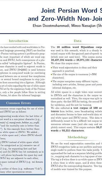 Joint Persian Word Segmentation Correction and Zero-Width Non-Joiner Recognition Using BERT
