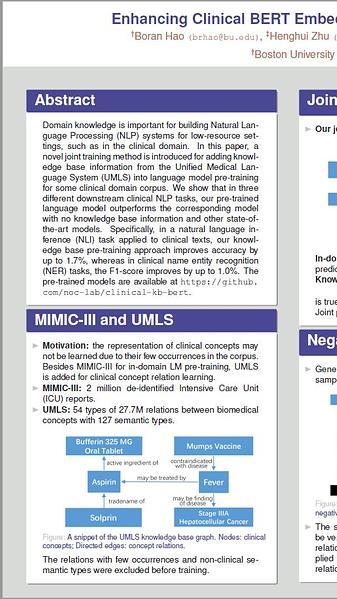 Enhancing Clinical BERT Embedding using a Biomedical Knowledge Base