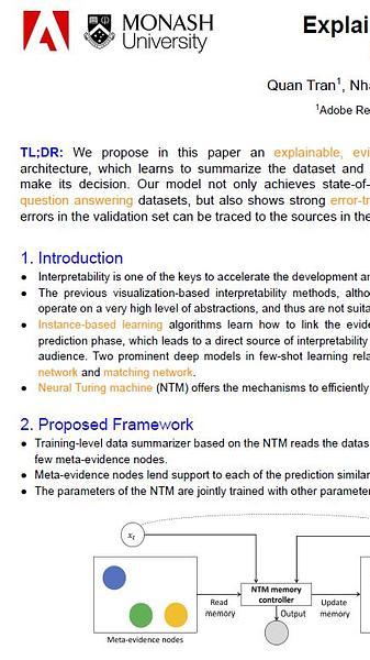 Explain by Evidence: An Explainable Memory-based Neural Network for Question Answering