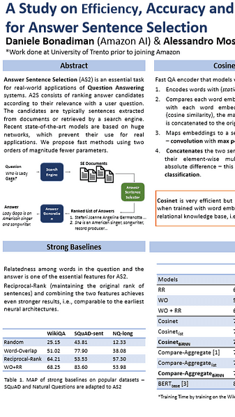 A Study on Efficiency, Accuracy and Document Structure for Answer Sentence Selection