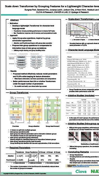 Scale down Transformer by Grouping Features for a Lightweight Character-level Language Model