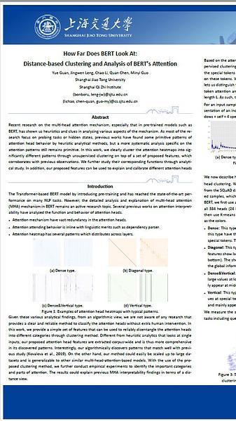 How Far Does BERT Look At: Distance-based Clustering and Analysis of BERT's Attention