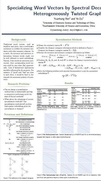 Specializing Word Vectors by Spectral Decomposition on Heterogeneously Twisted Graphs