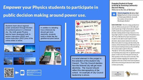 Engaging students in energy learning by practicing community decision making