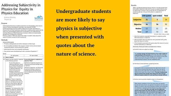 Addressing Subjectivity in Physics for Equity in Physics Education