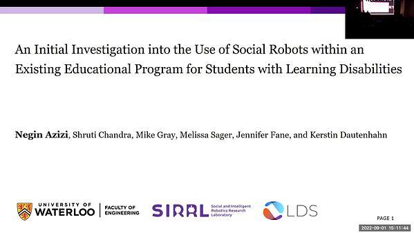 An Initial Investigation into the Use of Social Robots within an Existing Educational Program for Students with Learning Disabilities