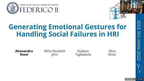 Handling Social Failures in HRI Using Emotional Gestures