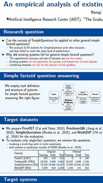 An empirical analysis of existing systems and datasets toward general simple question answering