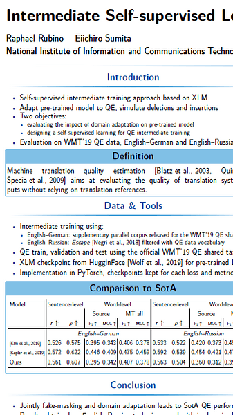 Intermediate Self-supervised Learning for Machine Translation Quality Estimation