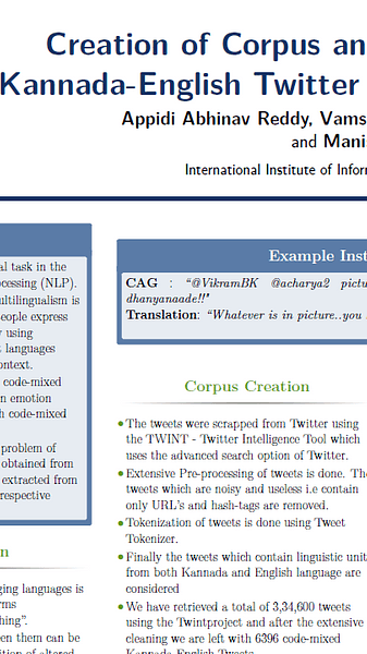 Creation of Corpus and analysis in Code-Mixed Kannada-English Twitter data for Emotion Prediction