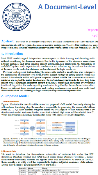 A Document-Level Neural Machine Translation Model with Dynamic Caching
Guided by Theme-Rheme Information