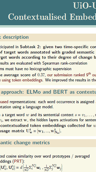 Contextualised Embeddings for Lexical Semantic Change Detection