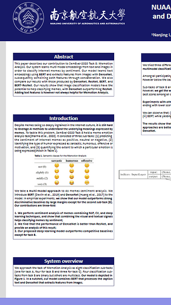 Utilizing BERT and DenseNet for Internet Meme Emotion Analysis