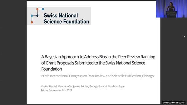 A Bayesian Approach to Reduce Bias in the Ranking of Peer-Reviewed Grant Proposals Submitted to the Swiss National Science Foundation