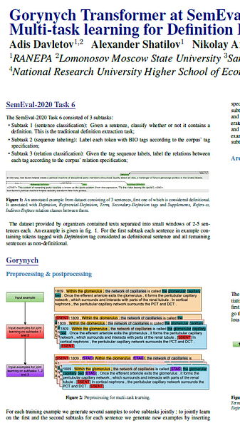 Multi-task learning for Definition Extraction