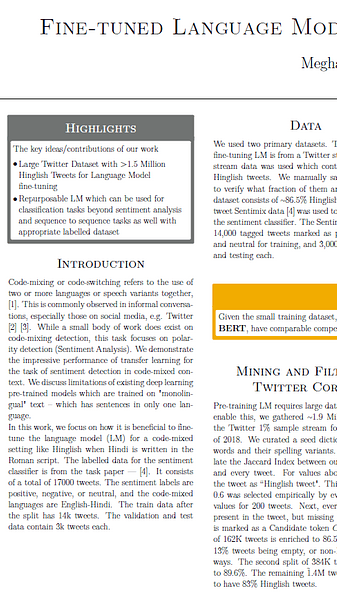 Fine-tuned Language Models for Hinglish Sentiment Detection