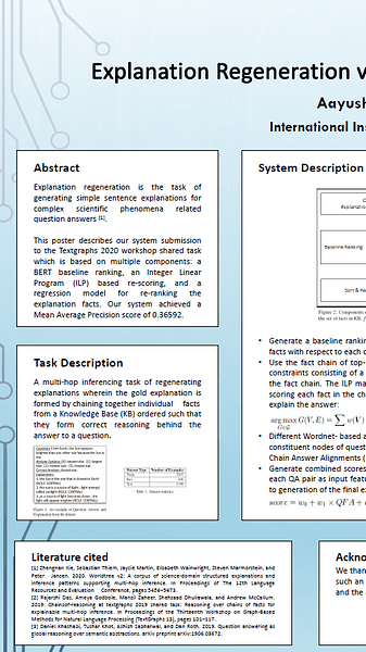 Explanation Regeneration via Multi-Hop ILP Inference over Knowledge Base