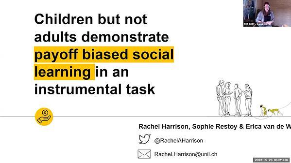 Children but not adults demonstrate payoff biased social learning in an instrumental task
