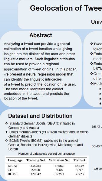 Geolocation of Tweets with a BiLSTM Regression Model